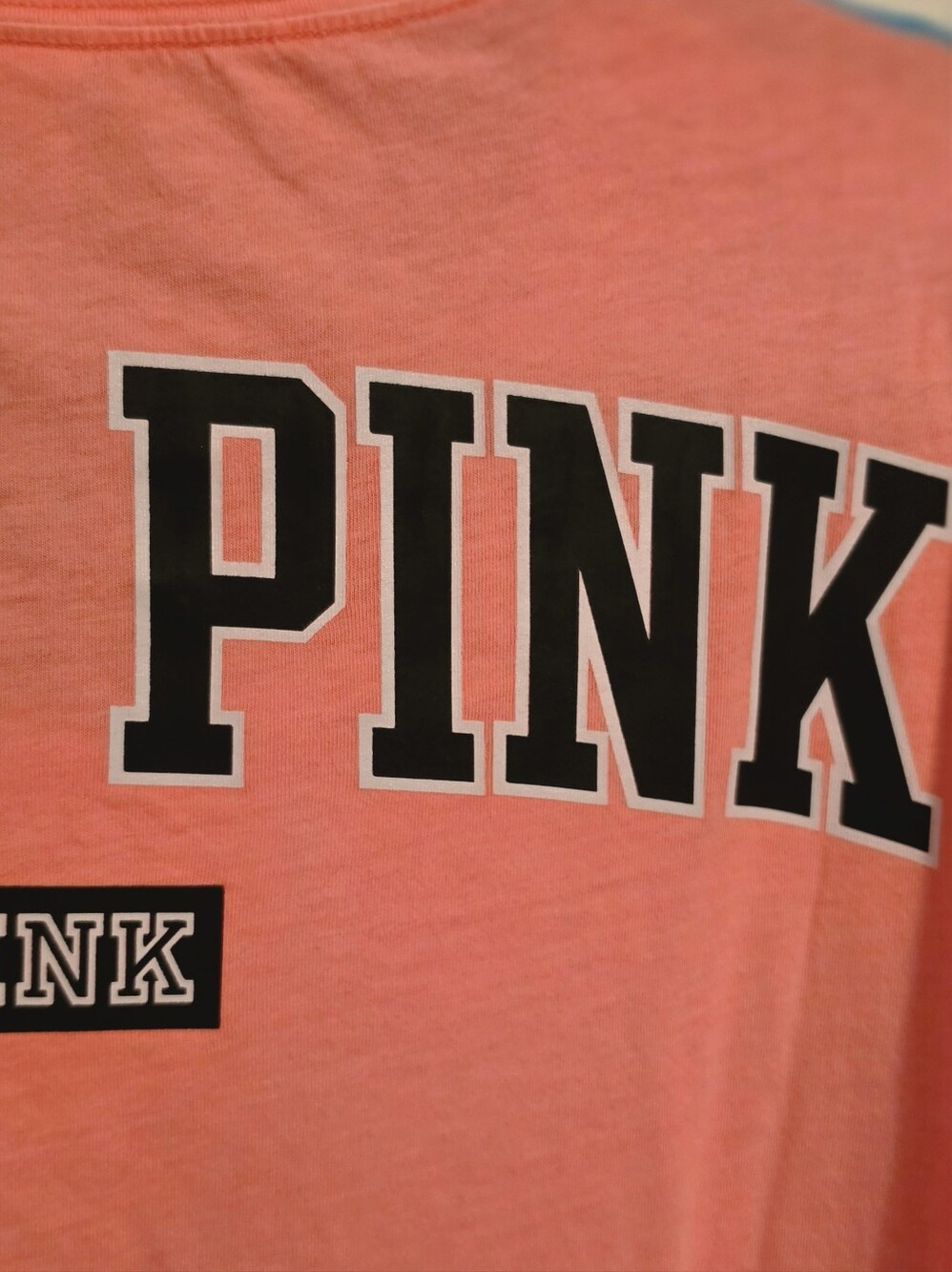 2 PINK Victoria's Secret Tshirts Sz L Blue And Orange - Picture 12 of 15